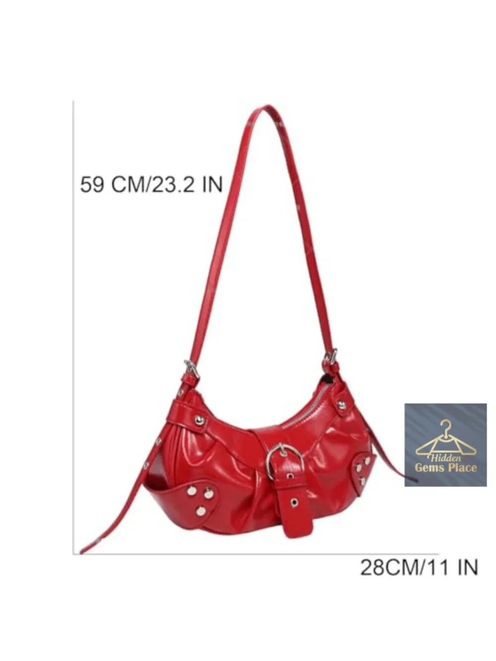 Y2K Faux Leather Shoulder Bag Hobo Clutch Purse Punk Handbag
